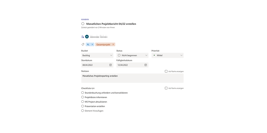 Created Planner Task