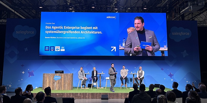 adesso and Salesforce presented their ‘Agentic Enterprise Fabrics’ initiative at the Agentforce World Tour in Düsseldorf. (Source: adesso SE).