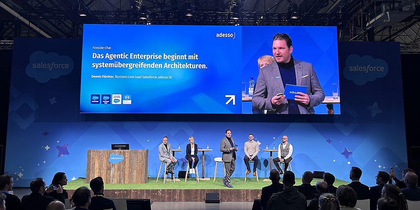 adesso and Salesforce presented their ‘Agentic Enterprise Fabrics’ initiative at the Agentforce World Tour in Düsseldorf. (Source: adesso SE).