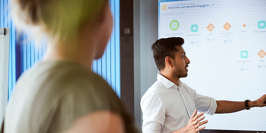 Mitarbeitender am Whiteboard